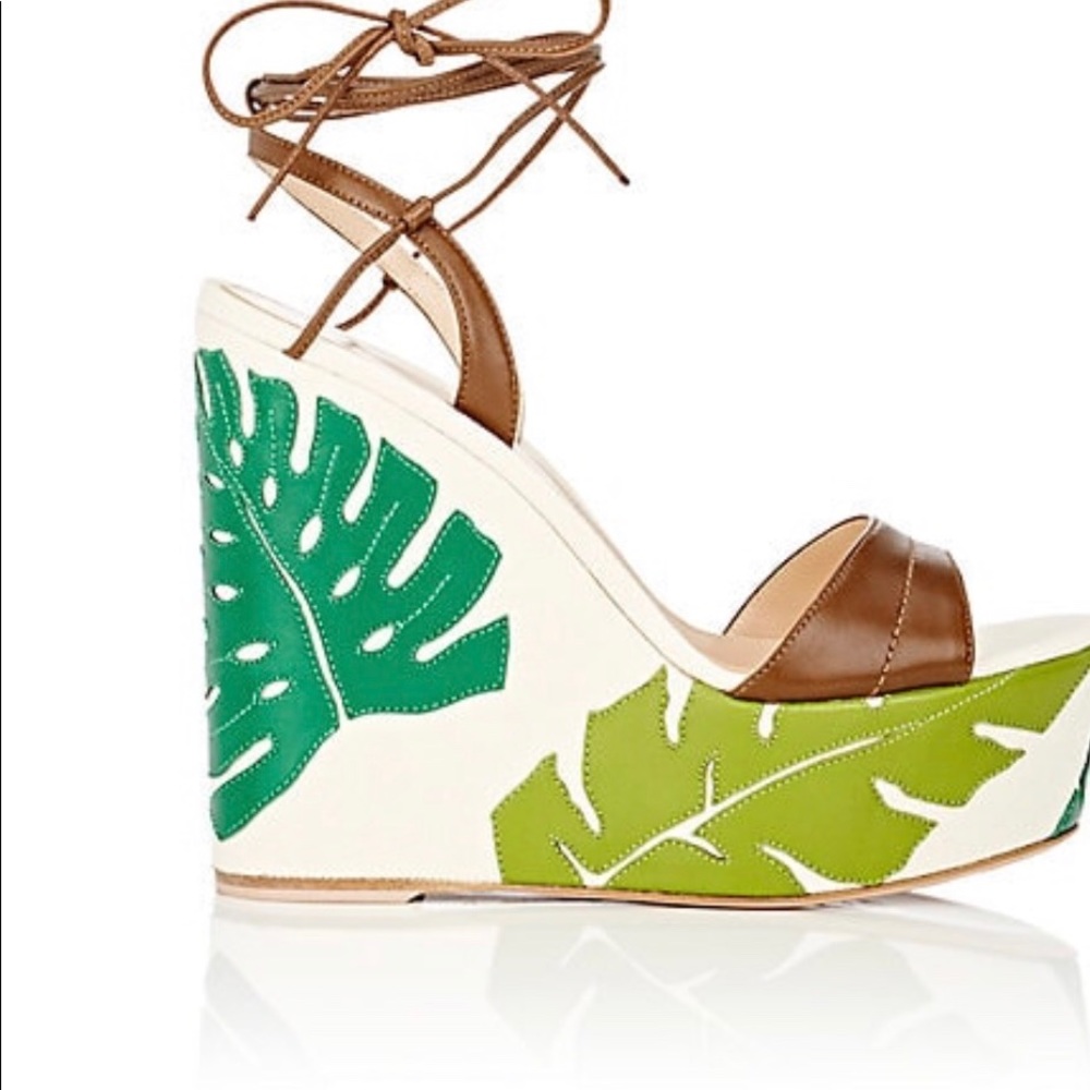 SALE Gianvito Rossi Grenada LeatherCanvas Wedge 37 - Picture 6 of 14
